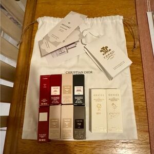 Dior White Drawstring Bag with Assorted Fragrance Samples